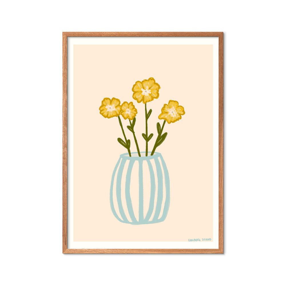 Yellow Flowers plakat, Multicolor - 30x40 cm.